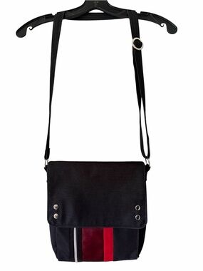 JACK’S Black Crossbody Messenger Bag with Red Accent